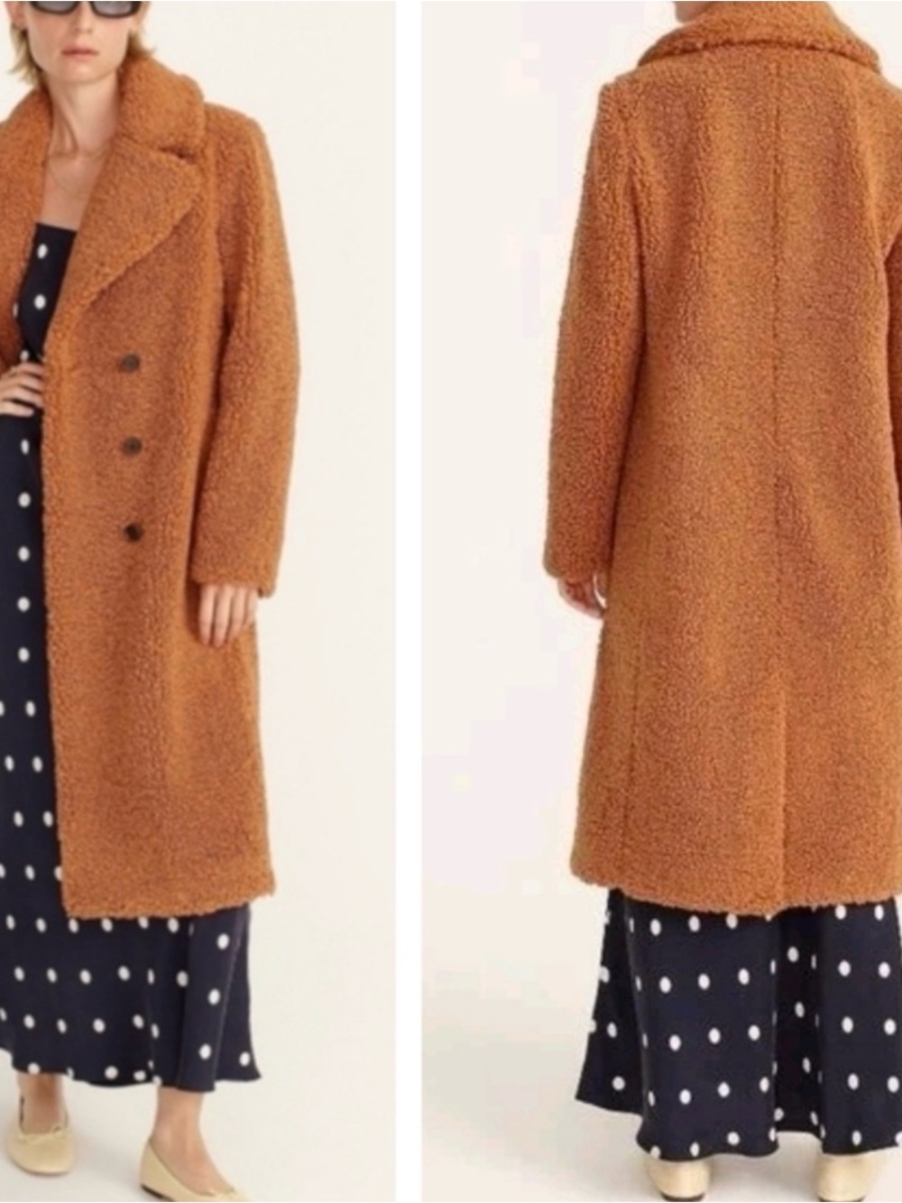 J. Crew Long Teddy Coat in Camel Brown